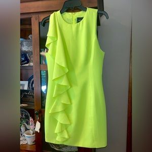 Do+Be shift Neon Yellow cascade ruffle shift dress